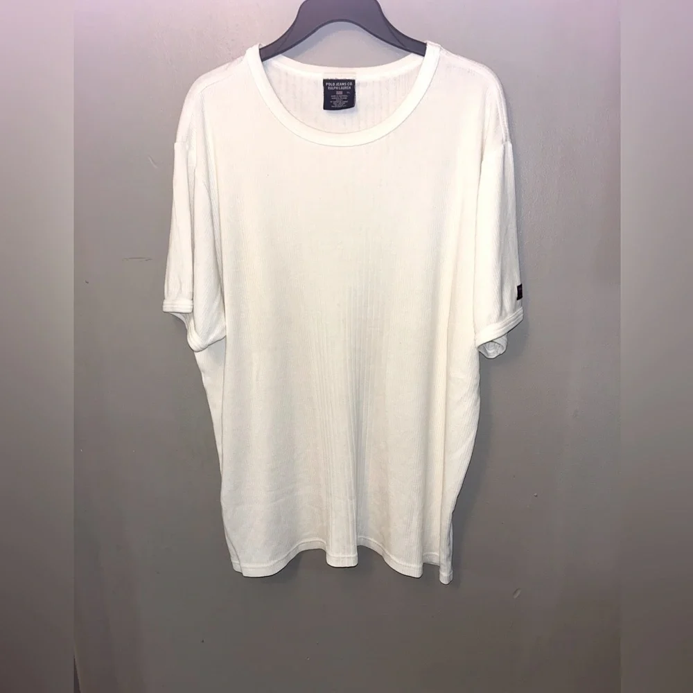 Vintage Polo Ralph Lauren shirt - cream ribbed short sleeve fitted tee